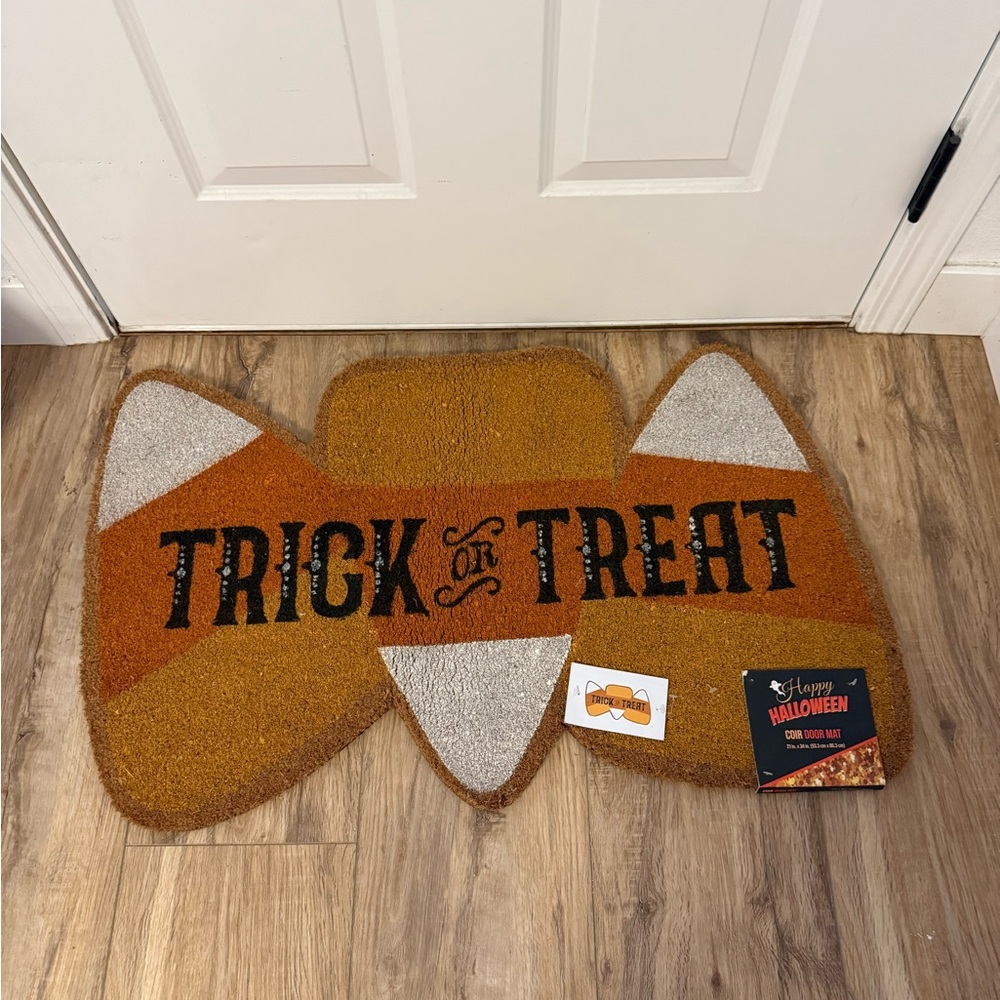 Halloween Trick or Treat Doormat ~ Candy Corn Shaped